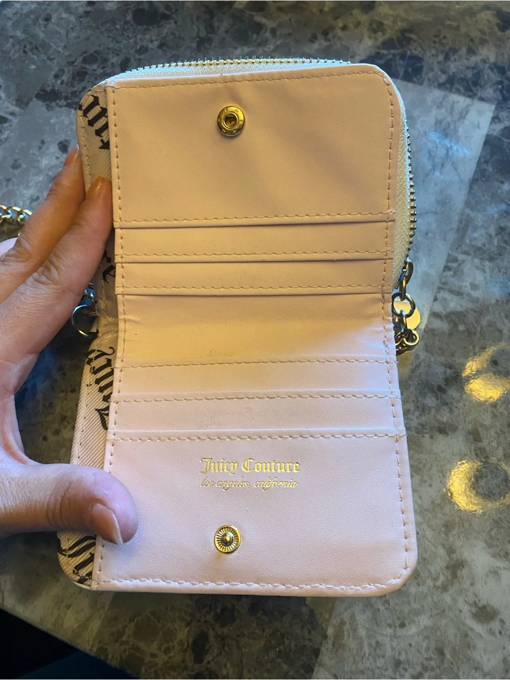Juicy Couture Light Pink Zip Wallet with Gold Logo